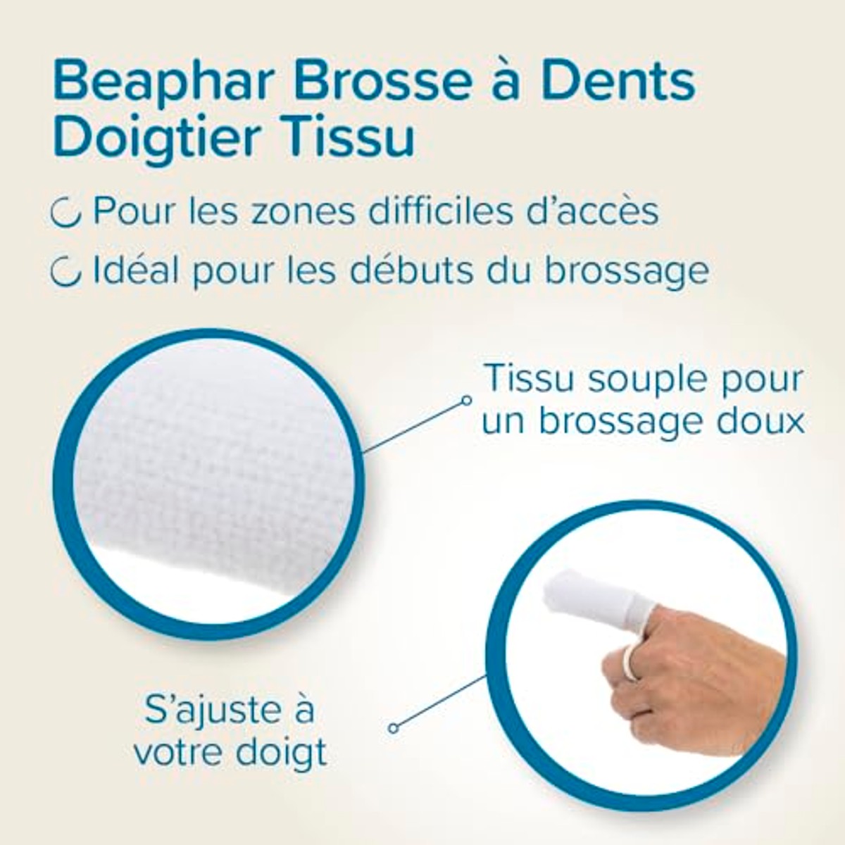 Beaphar Fingerpad 2 stuks - herbruikbare tandental-vingerpads voor zachte reiniging van de tanden - voor honden en katten – beaphar
