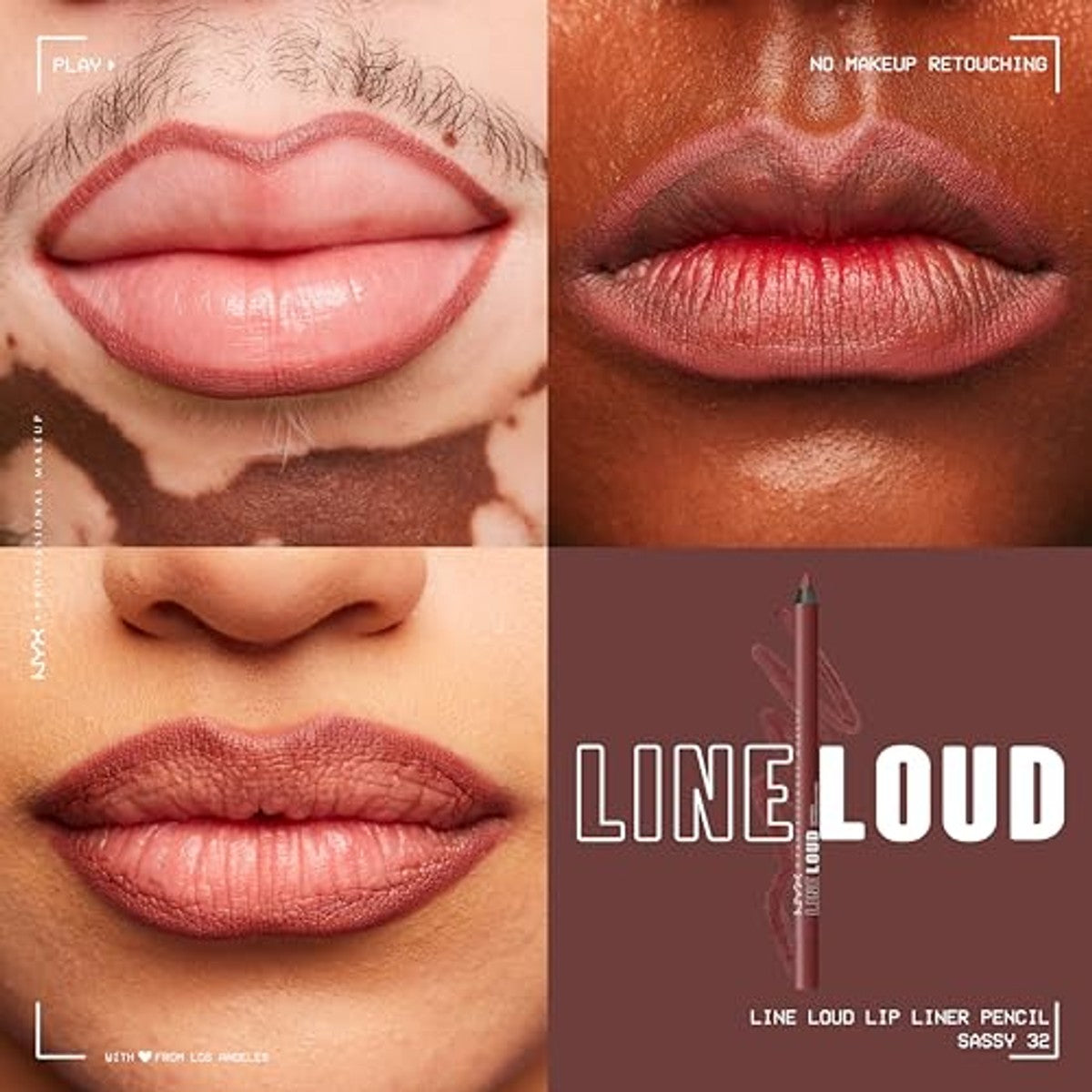 NYX Professional Makeup Lipliner, matte afwerking, kus- en kleurecht en veegvast, langdurig, Line Loud, 4 Sassy – NYX PROFESSIONAL MAKEUP