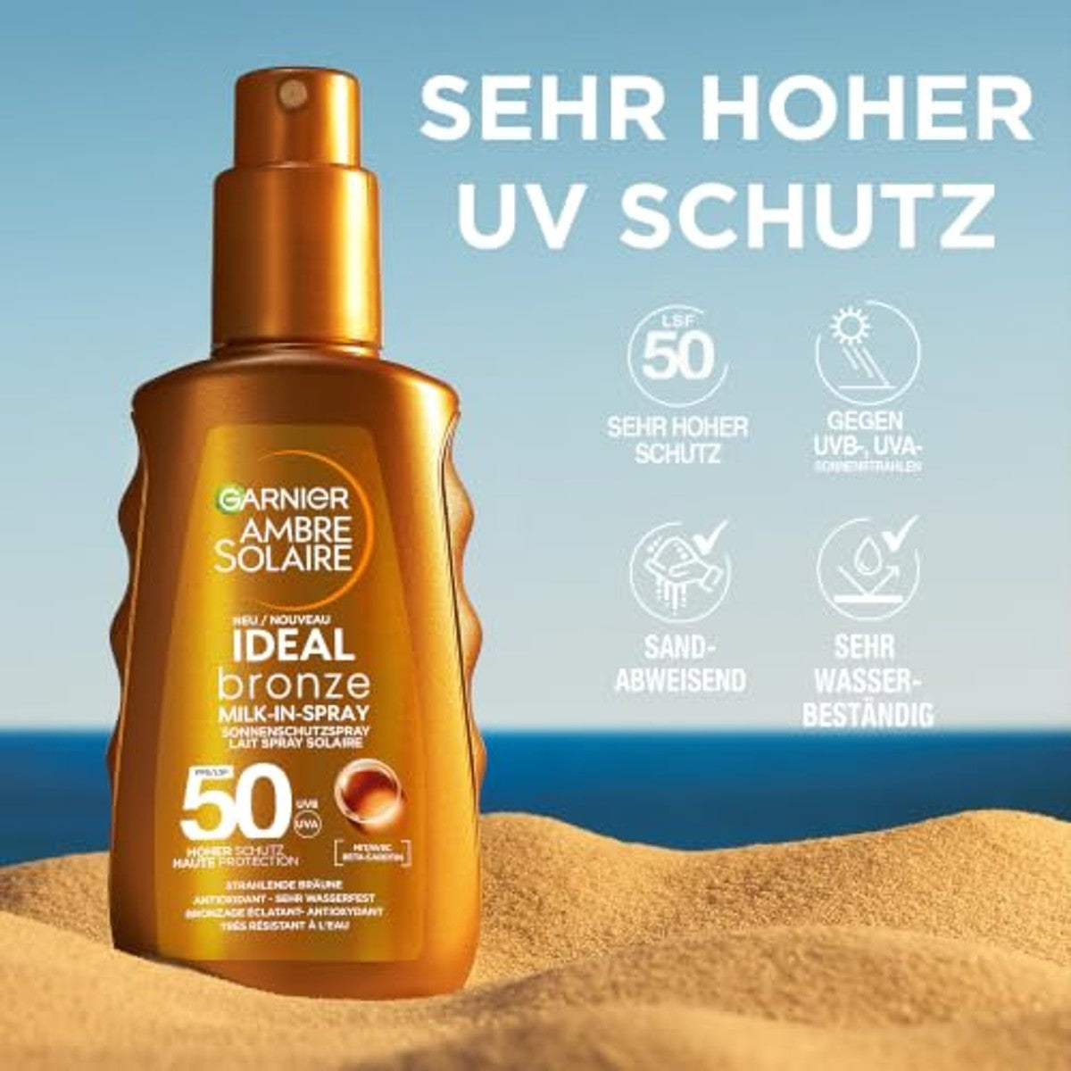 Garnier Ambre Solaire Ideal Bronze Milk-in-Spray SPF 50 6 x 150 ml - Voordeelverpakking