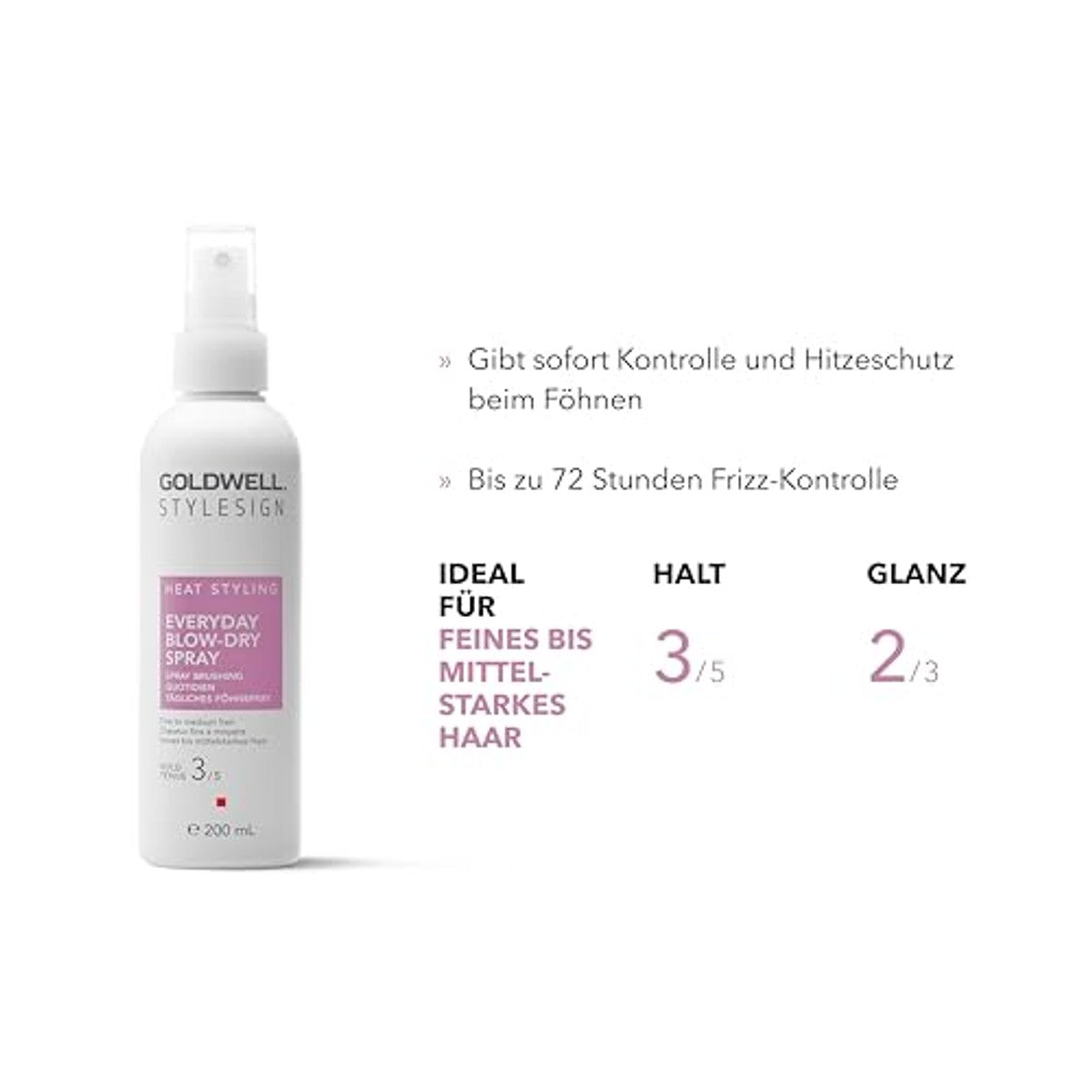 Goldwell StyleSign Heat Styling Dagelijkse Föhnspray voor Fijn tot Middelsterk Haar 200 ml - 3-pack