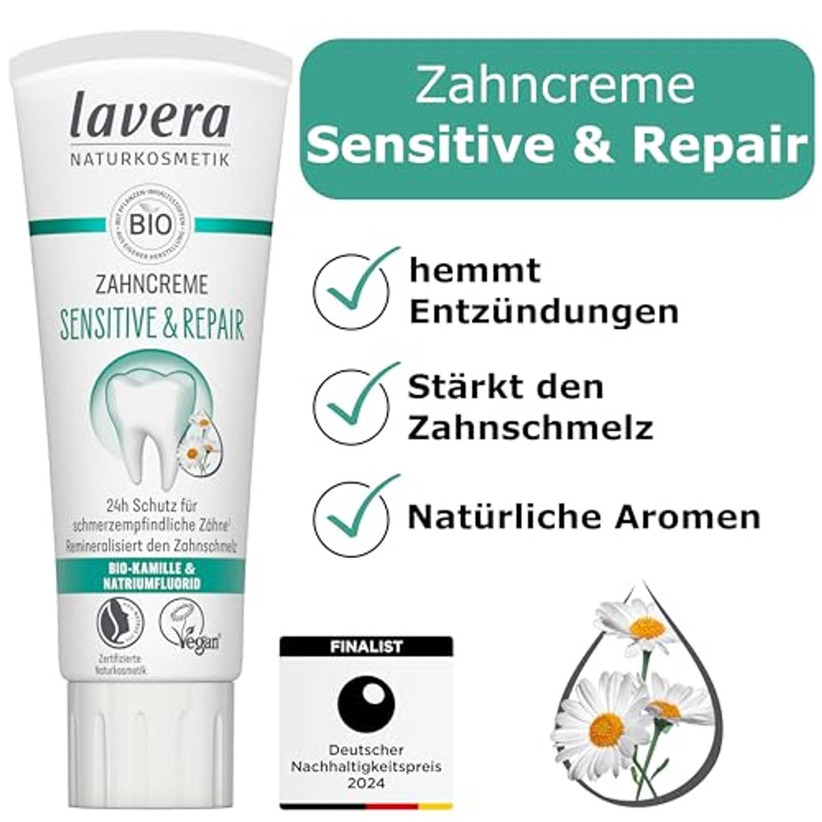 lavera Sensitive & Repair Tandpasta voor gevoelige tanden 6 x 75 ml - Voordeelverpakking
