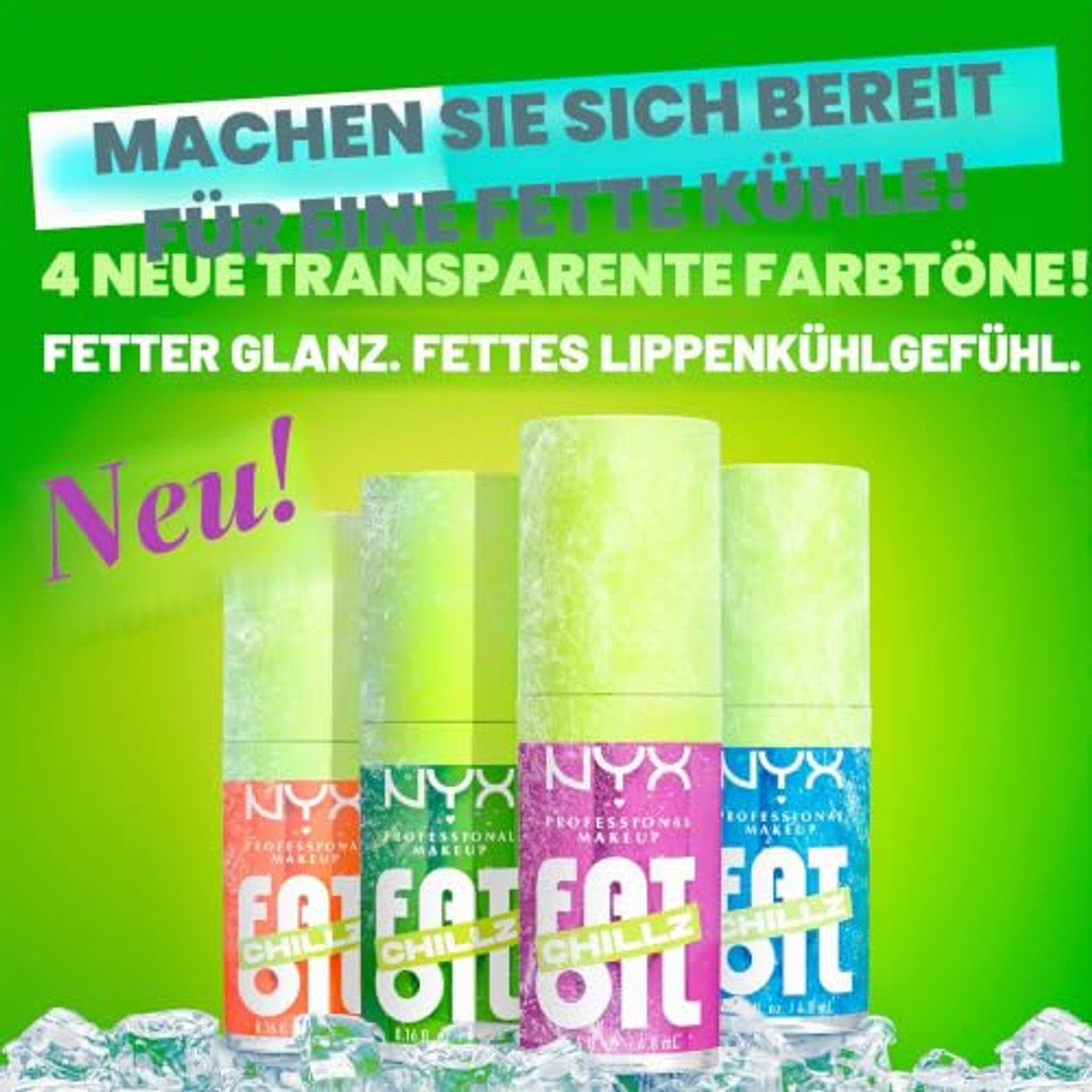 NYX PROFESSIONAL MAKEUP Fat Oil Chillz Kiwi Freezie 4,8 ml - 3 stuks
