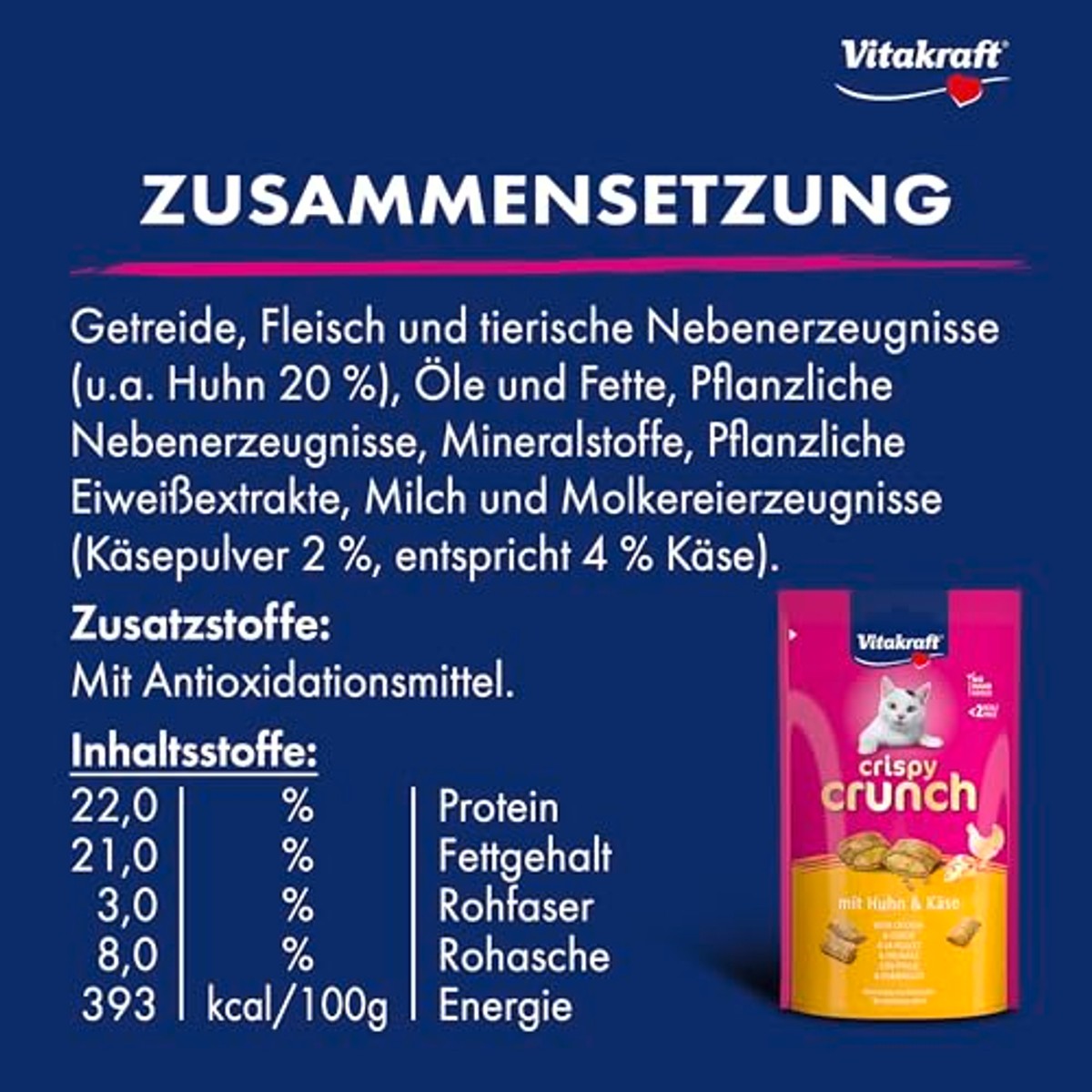 Vitakraft Crispy Crunch kattensnack kip & kaas 1 x 60 g - 6-pack