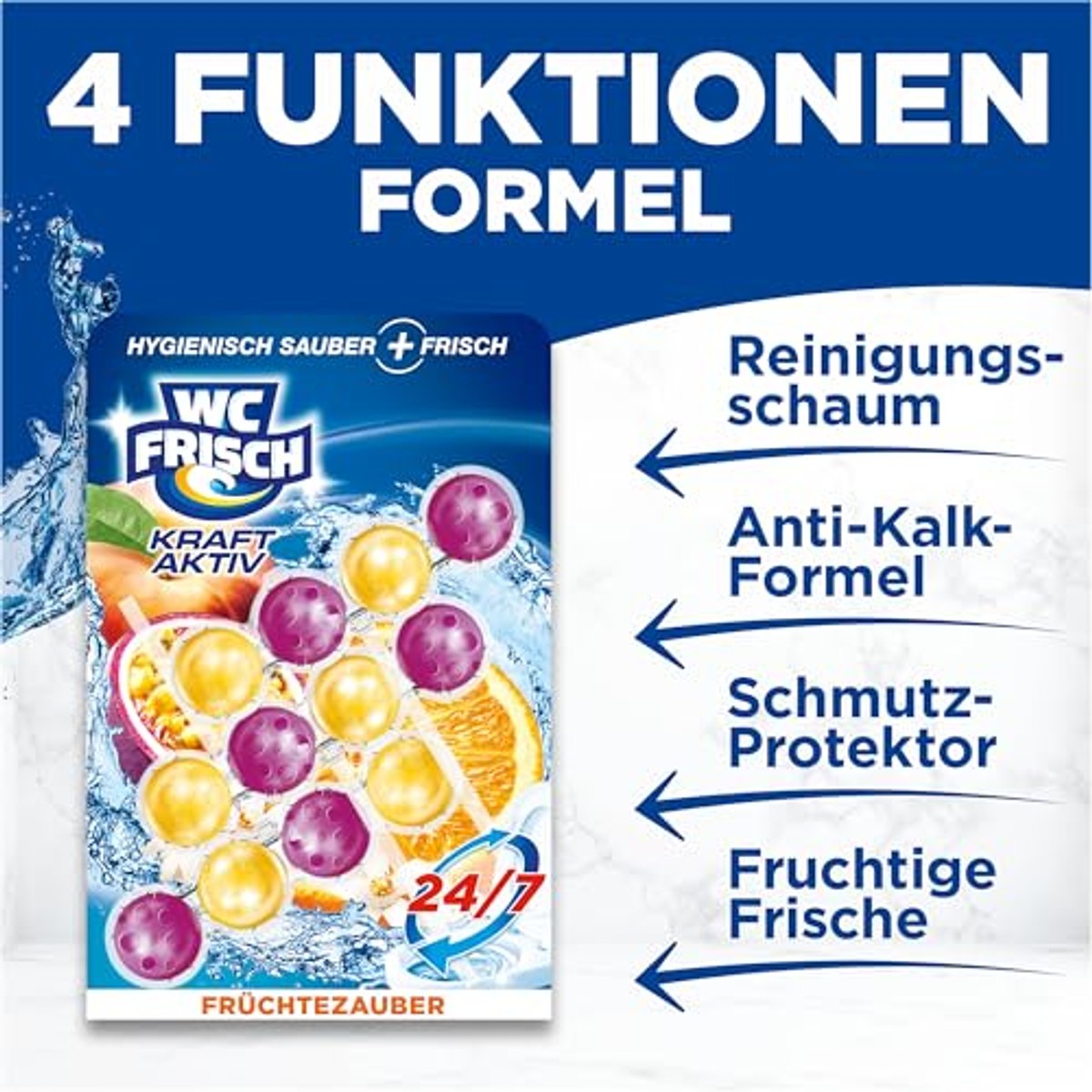 WC-Frisch Kraft Aktiv Geurspoeler Vruchtenmagie 6 x 150 g - Voordeelverpakking