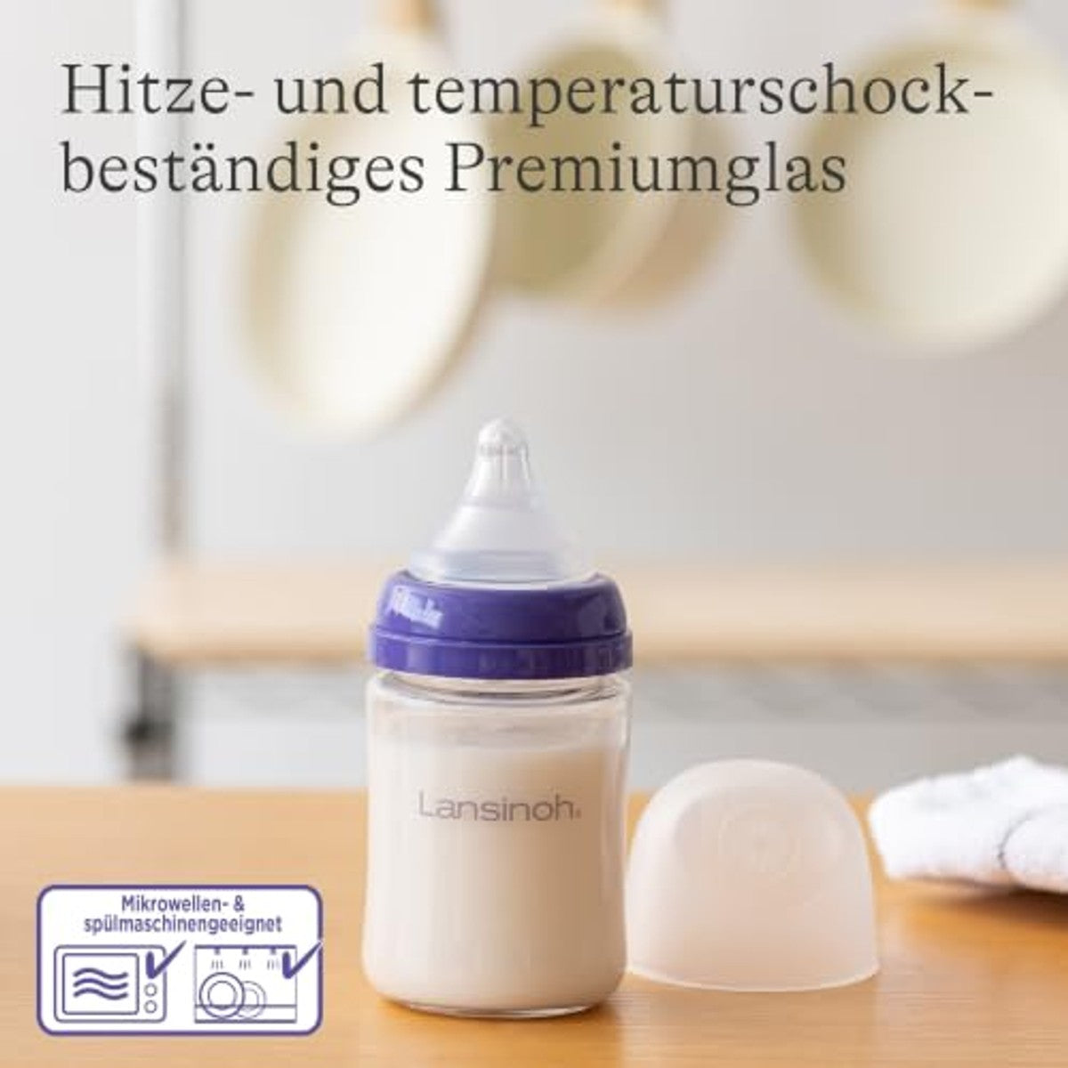 Lansinoh Glazen Babyfles met NaturalWave Zuiger S 160 ml - 6-pack