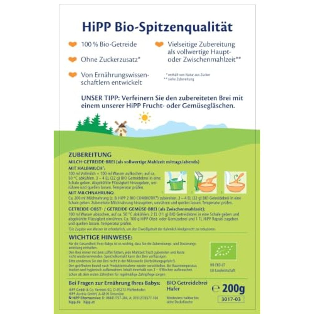 HiPP Biologische granenpap haver 7 x 200 g – HiPP