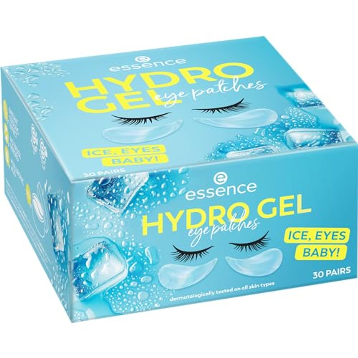 essence HYDRO GEL eye patches ICE, EYES, baby! 30 paar, oogverzorging, blauw, hydraterend, verkoelend, glinsterend, veganistisch, olievrij, zonder parfum, zonder alcohol, per stuk verpakt (90g) – Essence Cosmetics