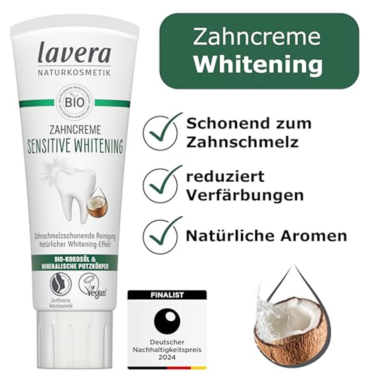 lavera Tandpasta Sensitive Whitening 3 x 75 ml - Voordeelverpakking – foto 4