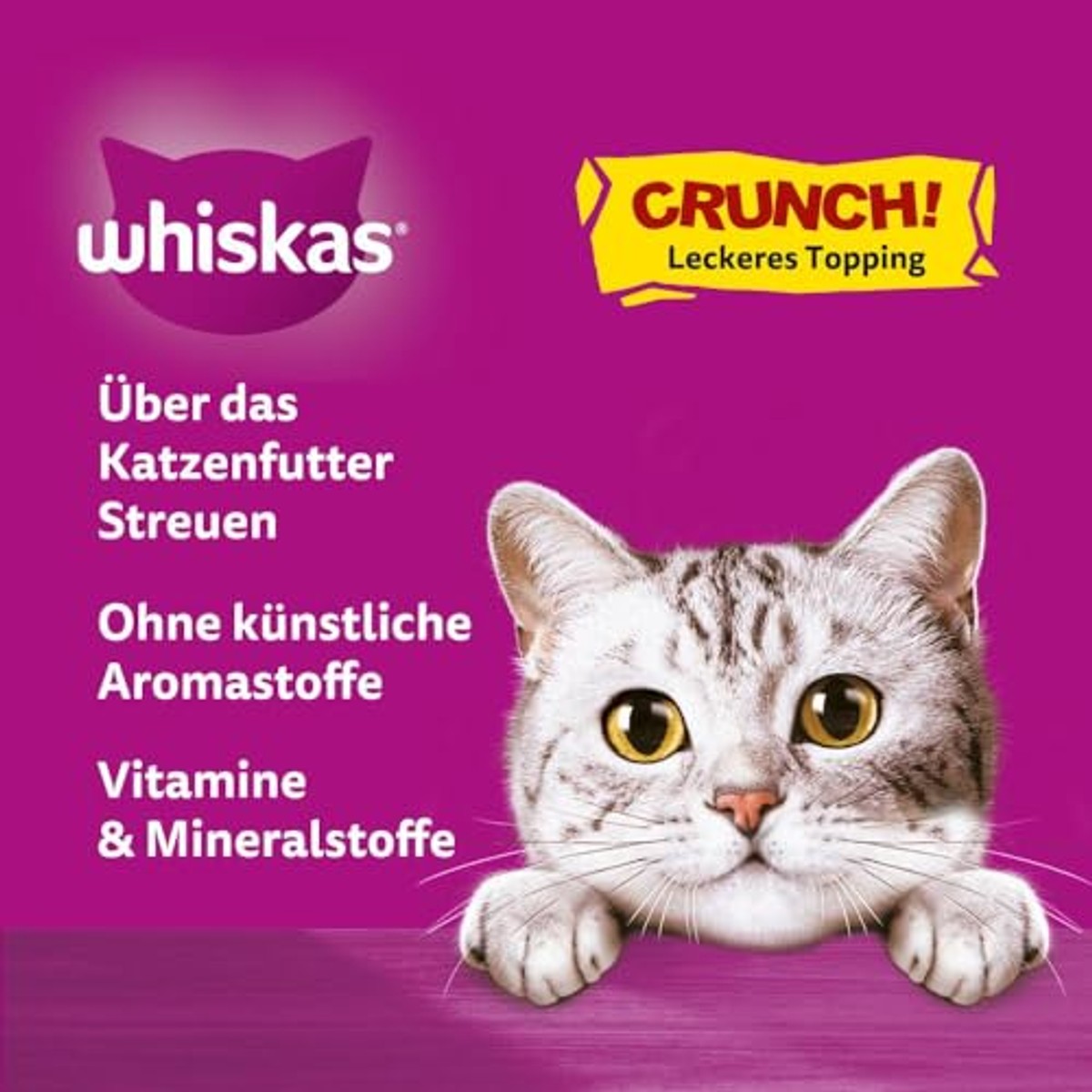 WHISKAS Crunch Kattensnacks, kip, kalkoen en eend, 6 x 100 g, lekkere snacks met kip, kalkoen en eend – whiskas