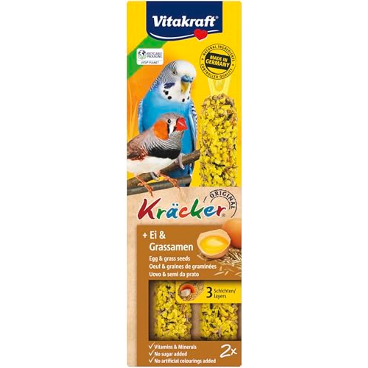 Vitakraft Krukker vogelsnack ei en graszaad 10 x 54 g - 6-pack