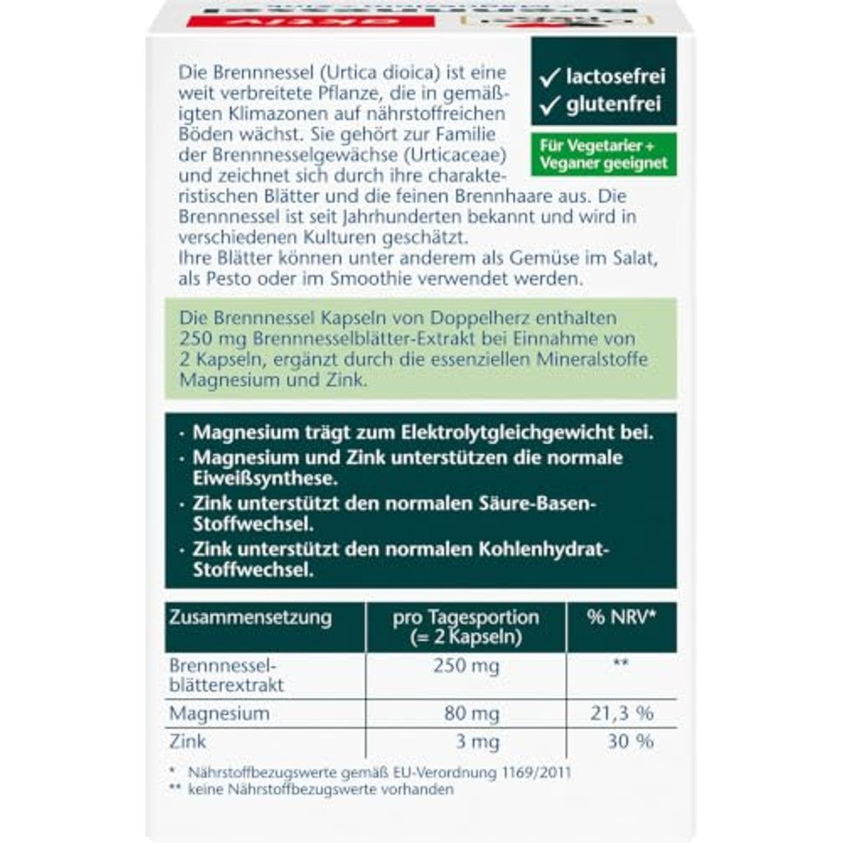 Doppelherz Brandnetel + Magnesium + Zink 60 capsules - 3-pack