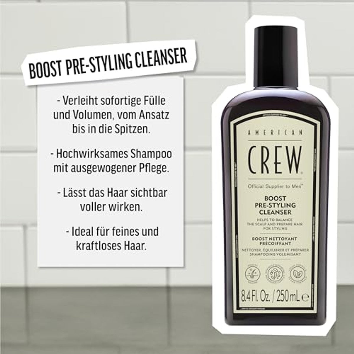 American Crew Boost Pre-Styling Shampoo Volumeshampoo voor Mannen 250 ml - 6-pack
