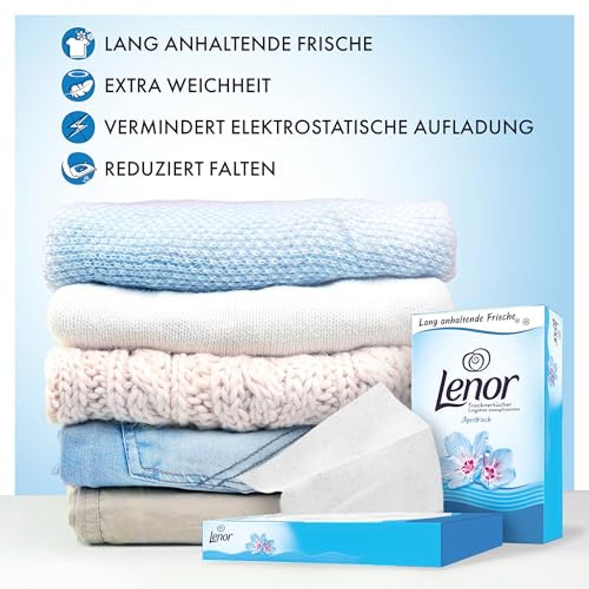 Lenor Droogdoekjes April fris 6 x 34 stuks - Voordeelverpakking
