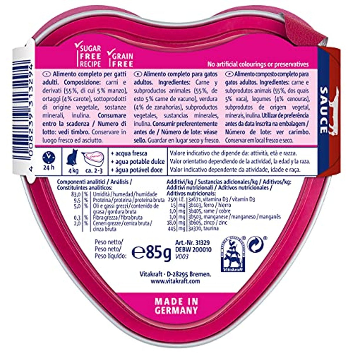 Vitakraft Poésie Creation Weide, Nassfutter für Katzen in Sauce, Rind und Karotte, 85 g (Packung mit 4) – Vitakraft