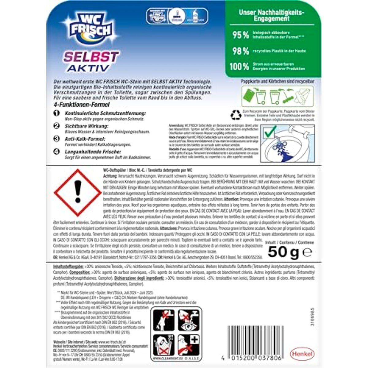WC-Frisch Zelf actief chloor blauwe spoeler 10x50 g – WC-Frisch