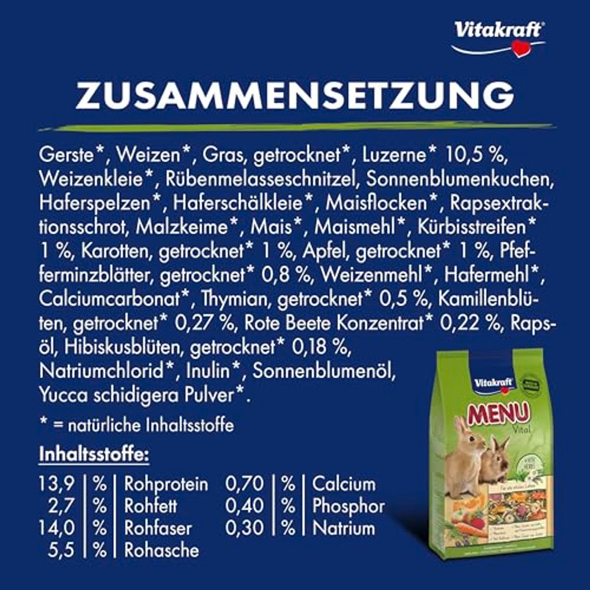 Vitakraft Voeding voor dwergkonijnen knaagdiervoer 1 kg - 6-pack