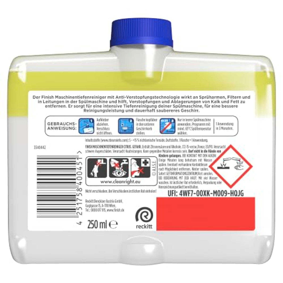 Finish Citrus machine dieptereiniger, 4 x 250 ml – Finish