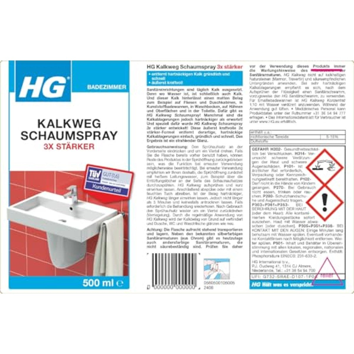 HG Kalkweg schuimspray 3 x sterker 6 x 500 ml - Voordeelverpakking