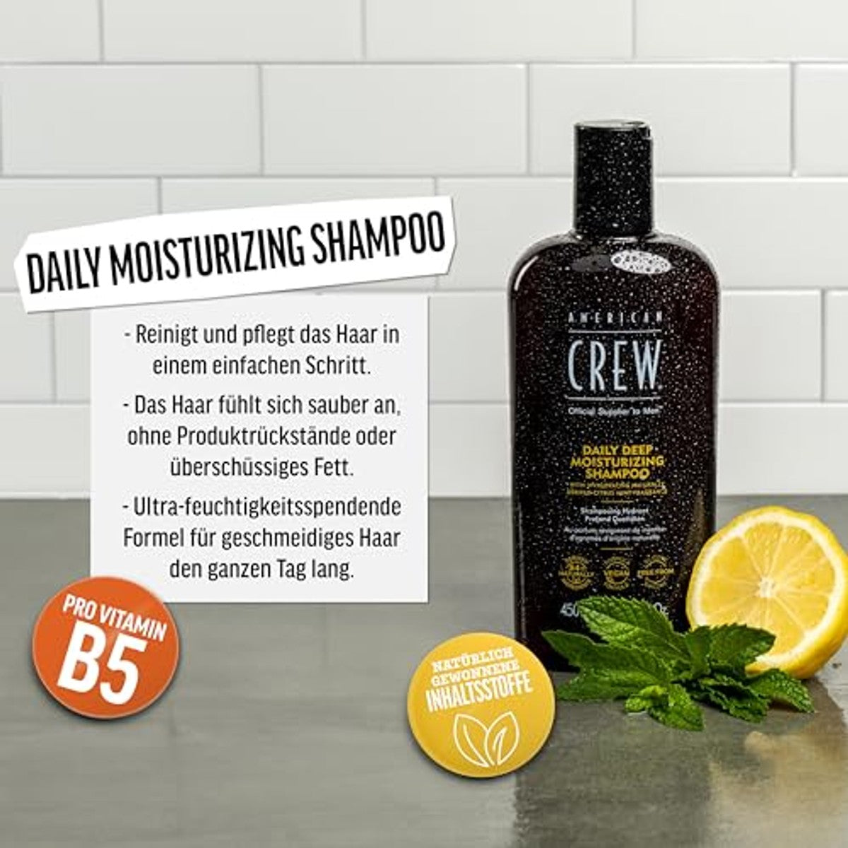 American Crew Daily Deep Moisture Shampoo voor Mannen 250 ml - 3-pack