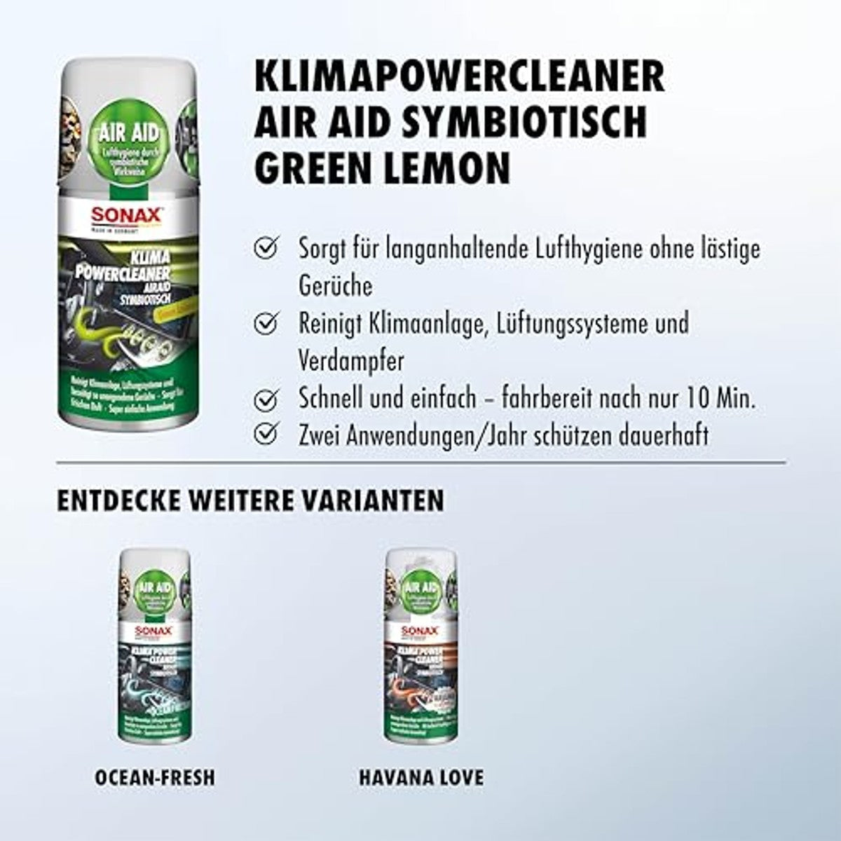 SONAX KlimaPowerCleaner AirAid Green Lemon 3 x 100 ml - Voordeelverpakking