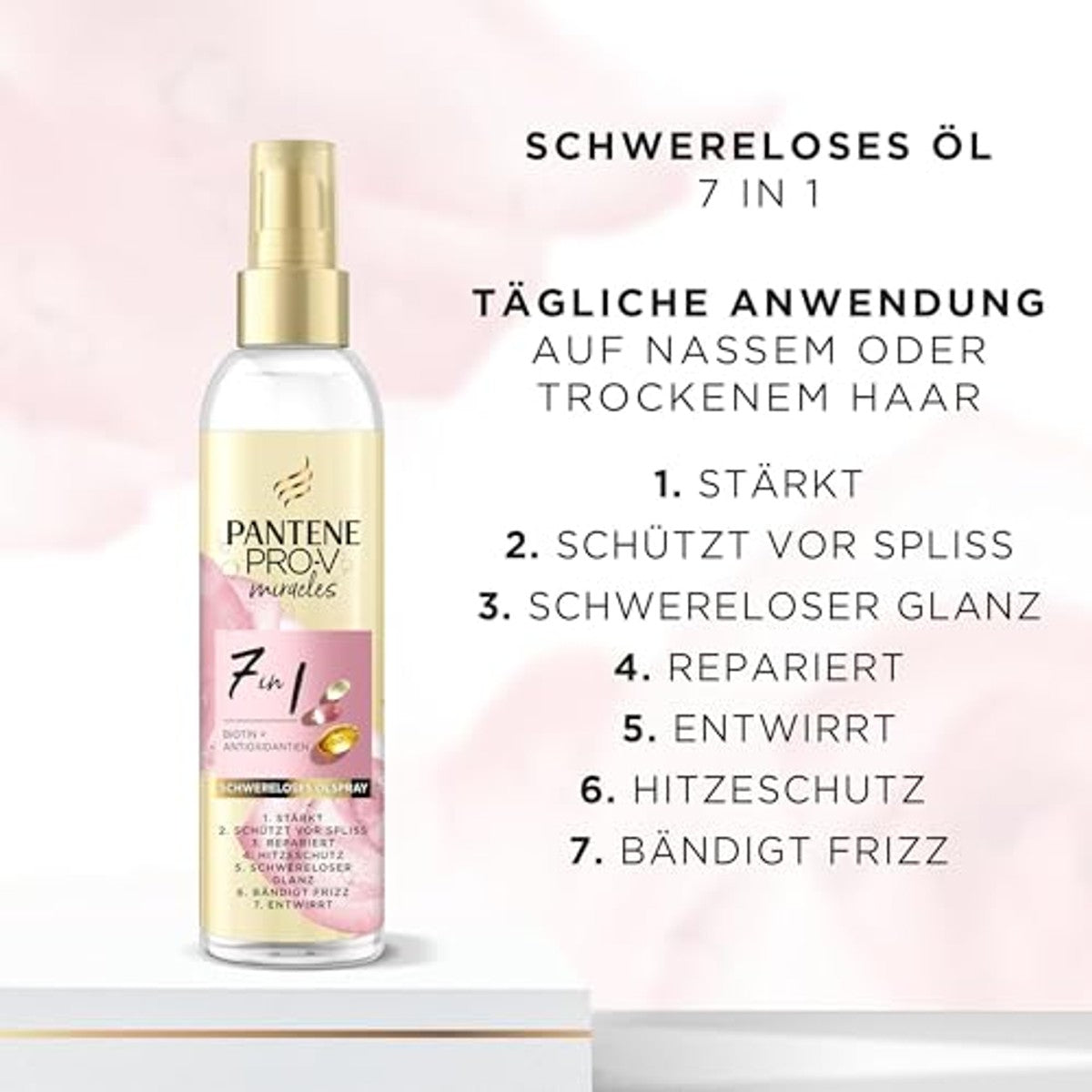Pantene Pro-V 7-in-1 zwaarloze oliespray met biotine 3 x 145 ml - Voordeelverpakking
