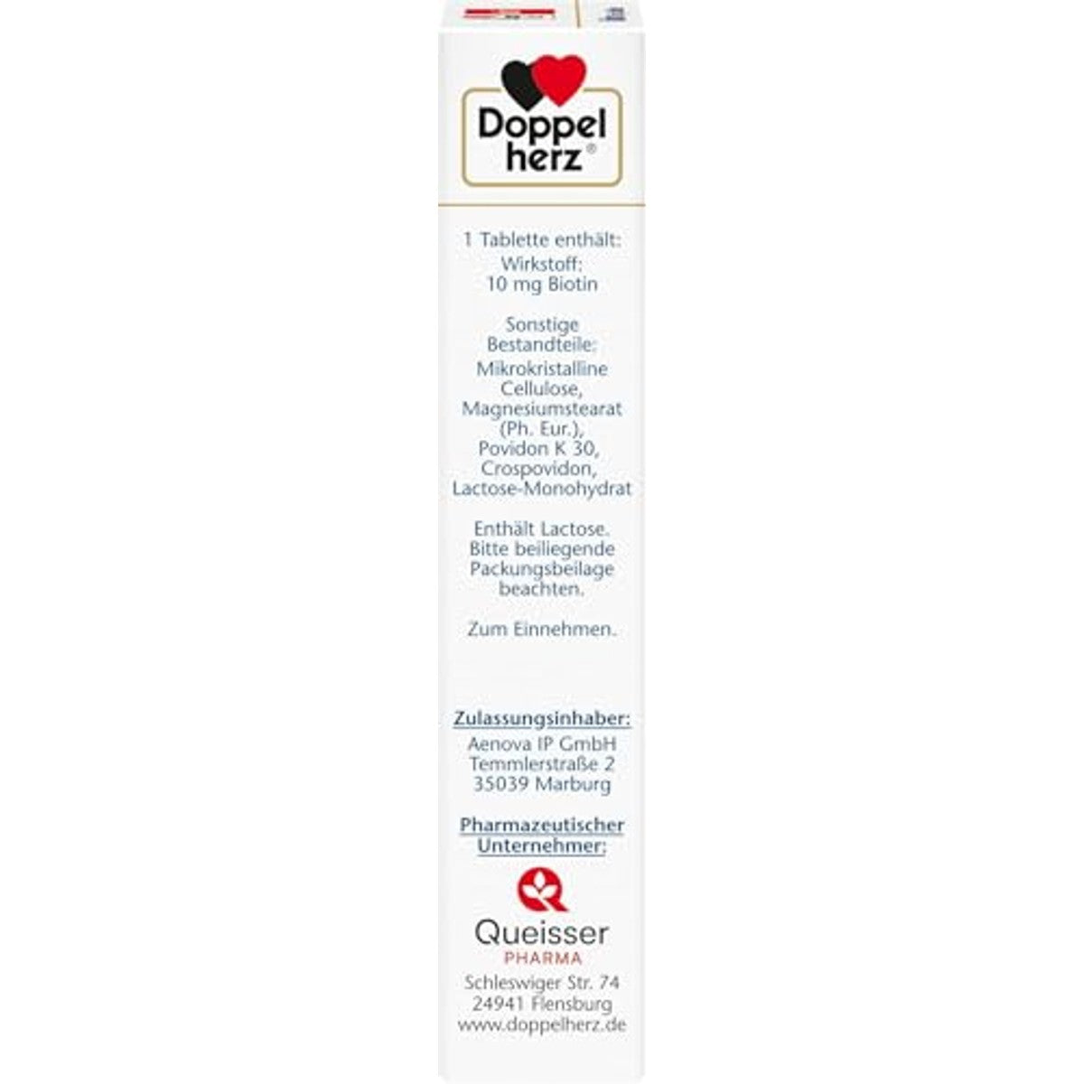 Doppelherz Biotine 10 mg 30 Tabletten - ter Voorkoming van Biotinegebrek - 3-pack