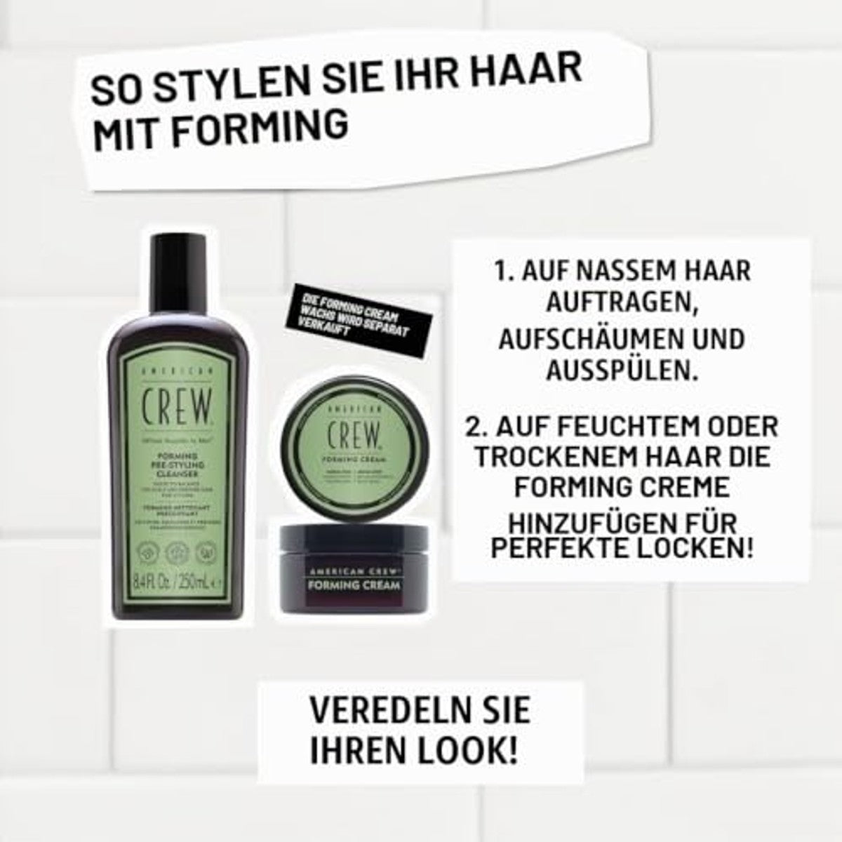 American Crew Forming Pre-Styling Shampoo 250 ml & Vormende Crème 50 g - 3-pack