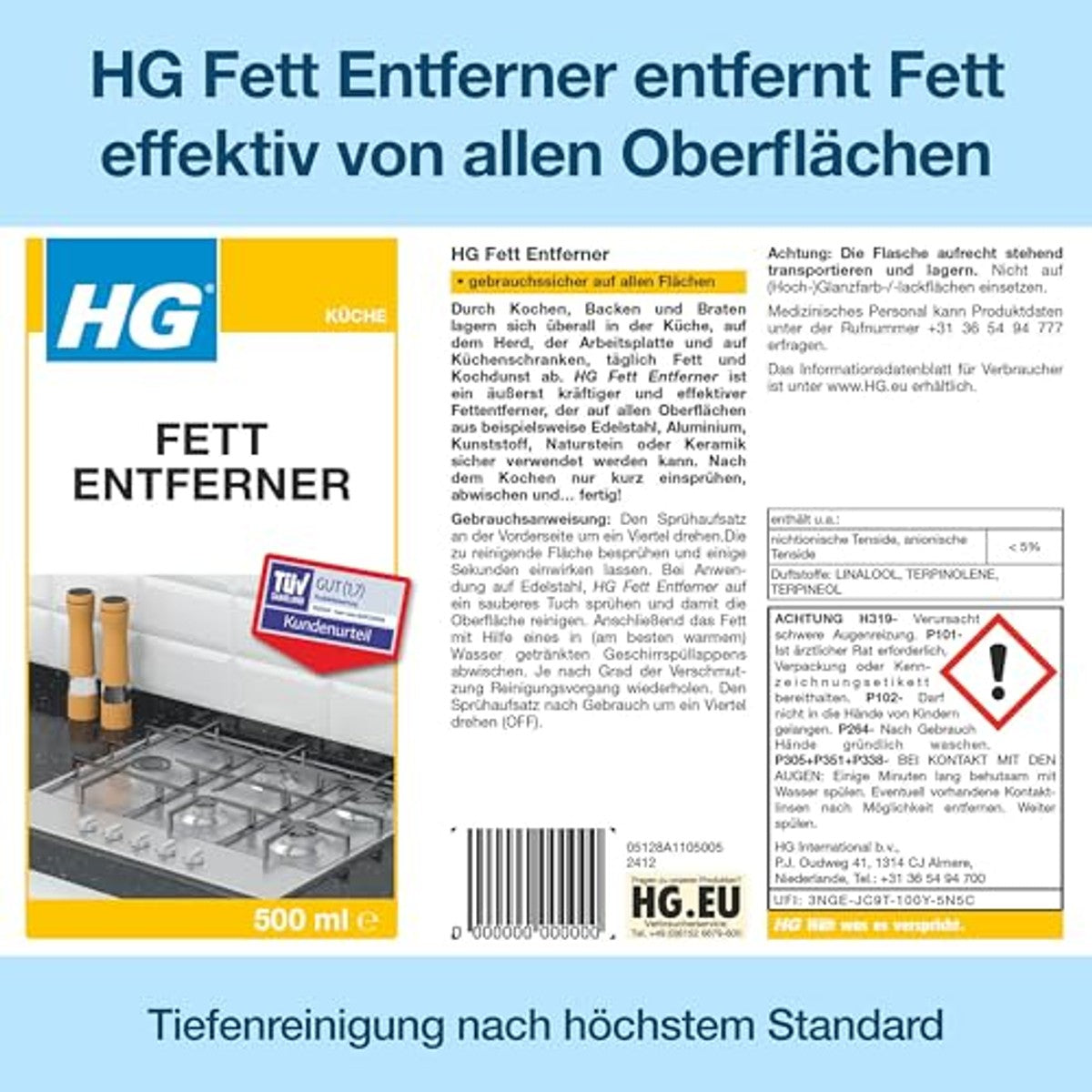HG Keuken ontvetter sterke keukenvetoplosser 3 x 500 ml - Voordeelverpakking