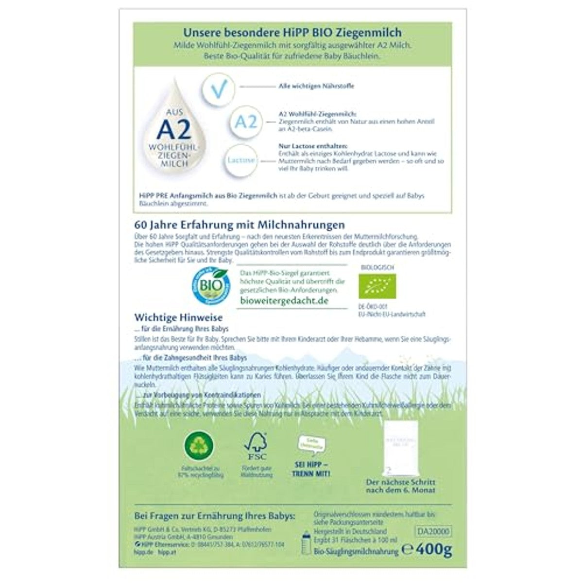 HiPP PRE eerste melk biologische geitenmelk 5 x 400 g – HiPP