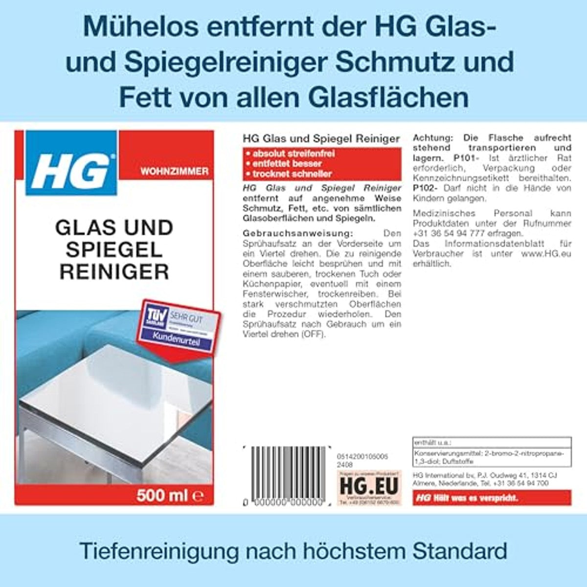 HG Glas- en spiegelreiniger 3 x 500 ml - Voordeelverpakking