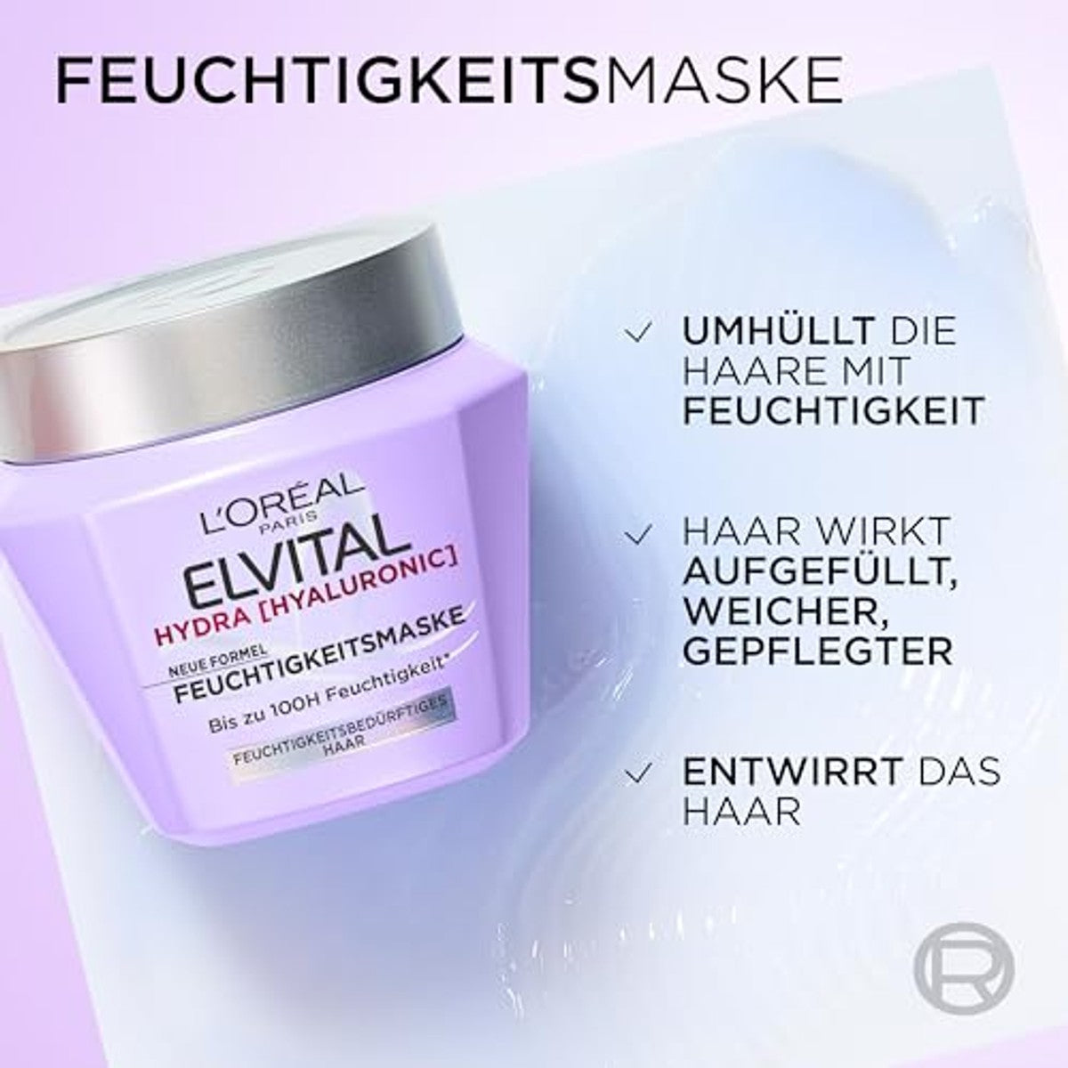 L'Oréal Paris Elvital Hydra Hyaluronic vochtmasker 6 x 300 ml - Voordeelverpakking