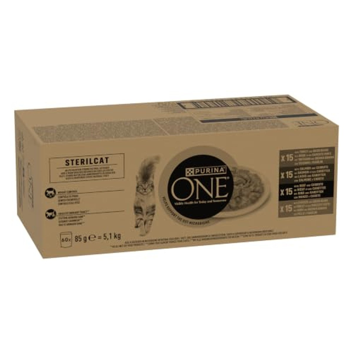 Purina One Sterilcat natvoer kattenvoer smakenmix 60 x 85 g - 3-pack