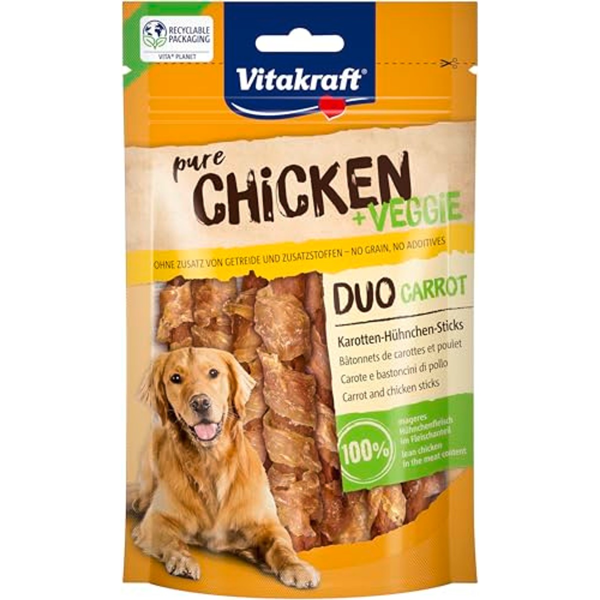 Vitakraft Pure Chicken Veggie hondensnack kip wortel 9 x 80 g - 3-pack