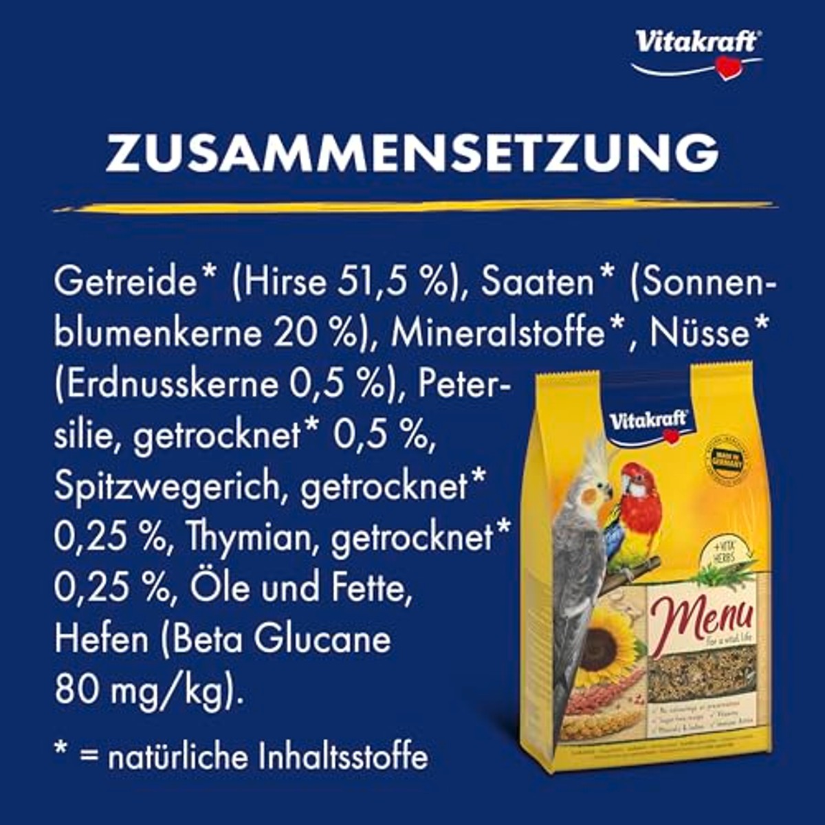 Vitakraft Menu vogelvoer grote parkieten 1 x 3 kg - 3-pack