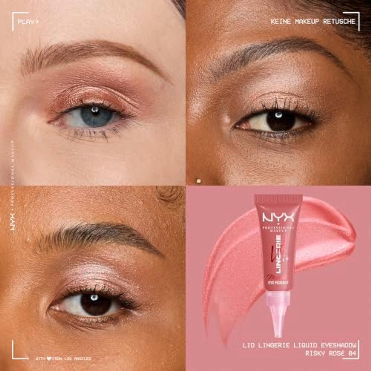 NYX PROFESSIONAL MAKEUP Lid Lingerie Cream Risky Rosé 1 stuk - 3 stuks