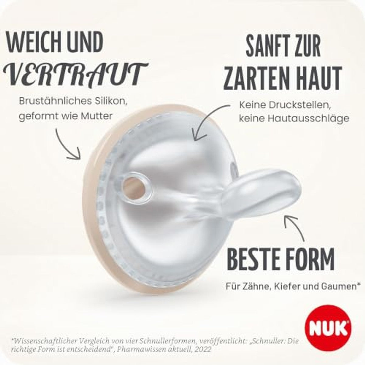 NUK MommyFeel Fopspeen 0-9 maanden greige & zandsteen, 2 stuks – NUK