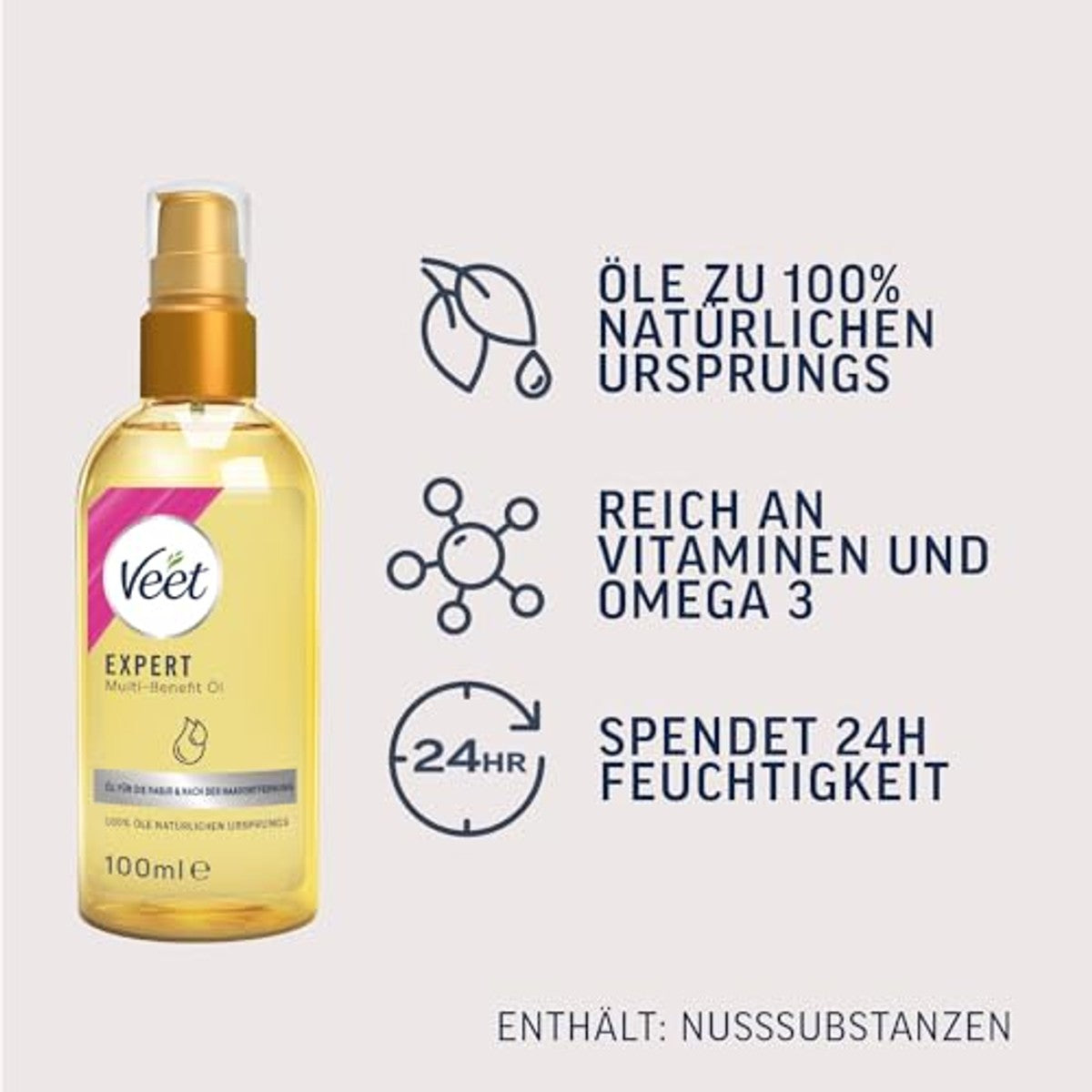Veet Expert Multi-Benefit olie voor scheren en ontharen 100 ml – Veet
