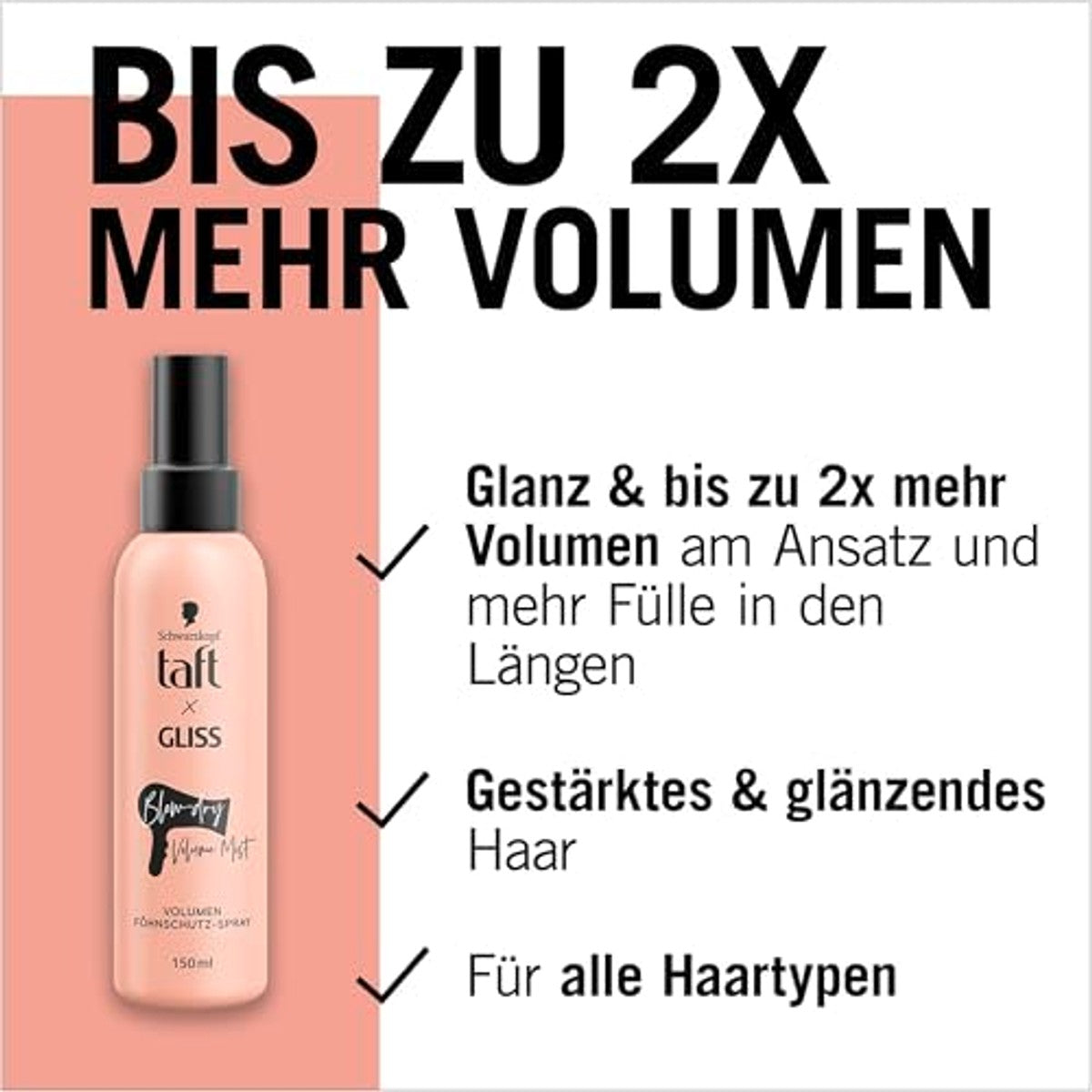TAFT x Gliss Volume Blow-dry Volume Mist 3 x 150 ml - Voordeelverpakking