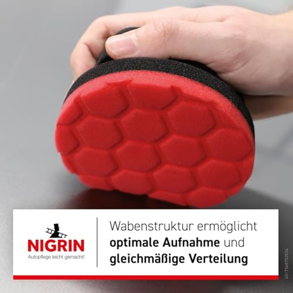 NIGRIN Handpolijstspons rood/zwart 3 x 1 stuk - Voordeelverpakking