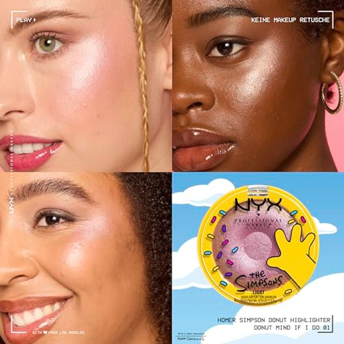 NYX Professional Makeup Homer Simpson Donut Highlighter, vorstig, boterachtig, hoogglanzend, romig, veganistisch, Donut Mind If I Do, 1 stuk – NYX PROFESSIONAL MAKEUP