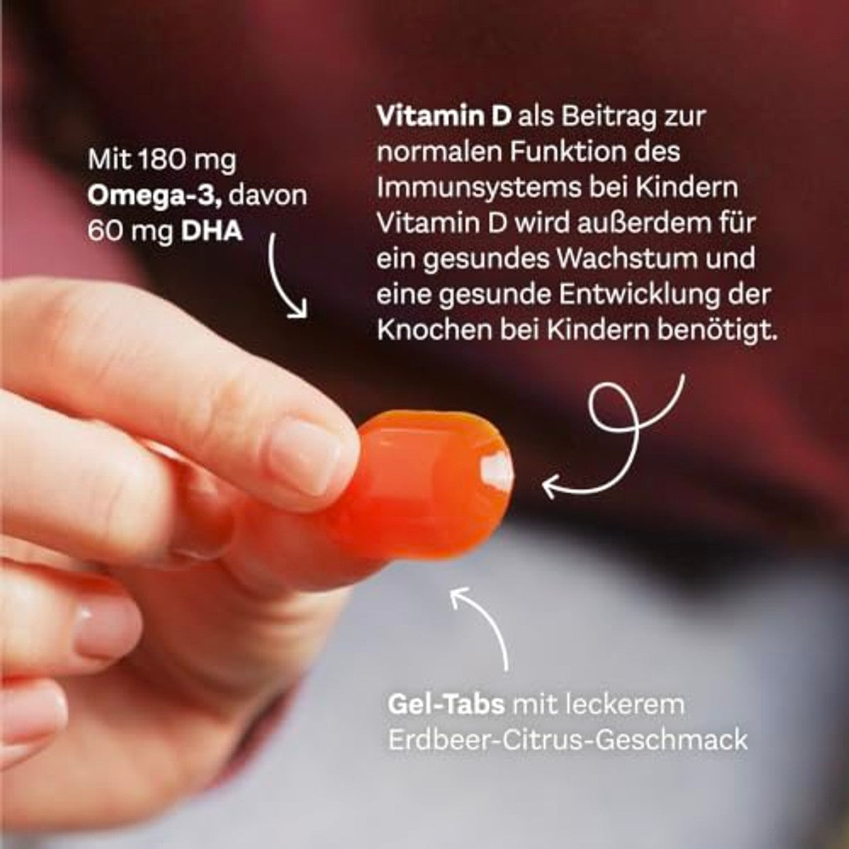 Doppelherz Omega-3 + Vitamine D3 Kids Aardbeien-Citrus 63 Gel-tabs - 3-pack