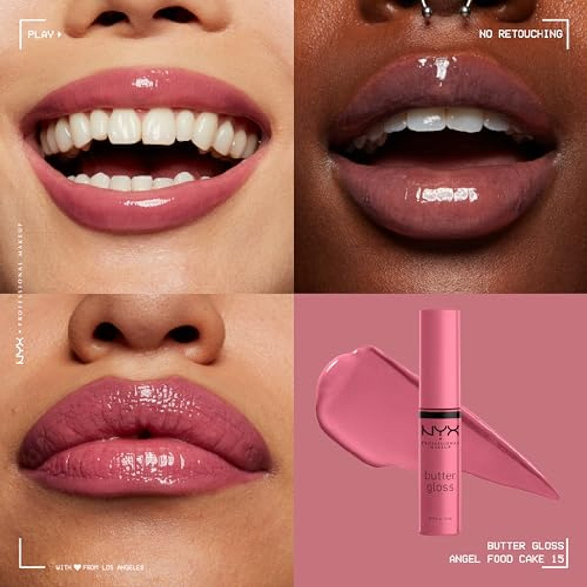 NYX PROFESSIONAL MAKEUP Boter Gloss 15 Angel Food Cake - 3 stuks