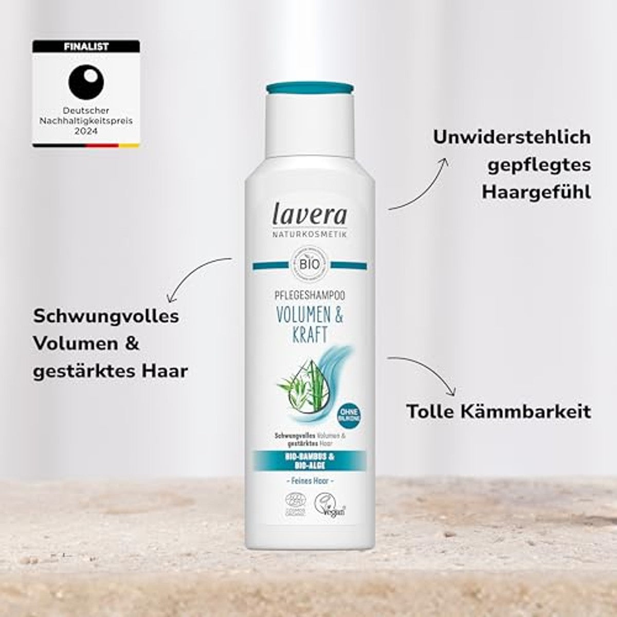 lavera Verzorgende shampoo volume & kracht 3 x 250 ml - Voordeelverpakking