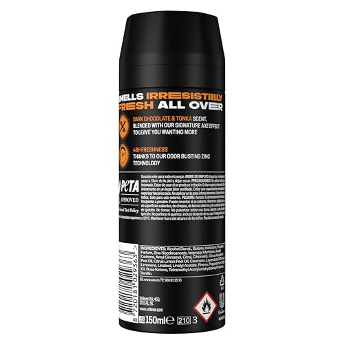 Axe Dark Temptation Deodorant, 6 Stuk 6 x 150 ml - Voordeelverpakking