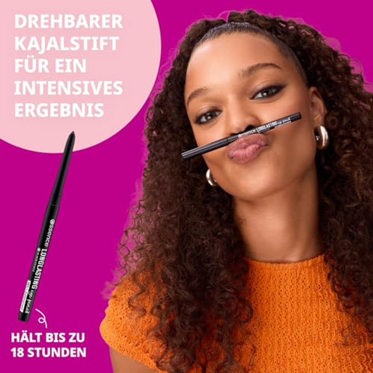 essence LONG-LASTING oogpotlood 01 Black Fever, draaibare kajalstift | Met intensieve kleurafgifte, veganistische cosmetica, waterbestendig, langdurig en zonder parfum, 0,28 g – Essence Cosmetics