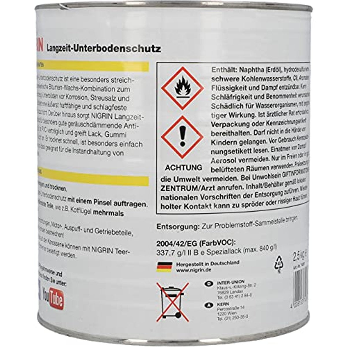 NIGRIN 74061 anti-corrosielaag wagenbodem 2,5 kg – NIGRIN