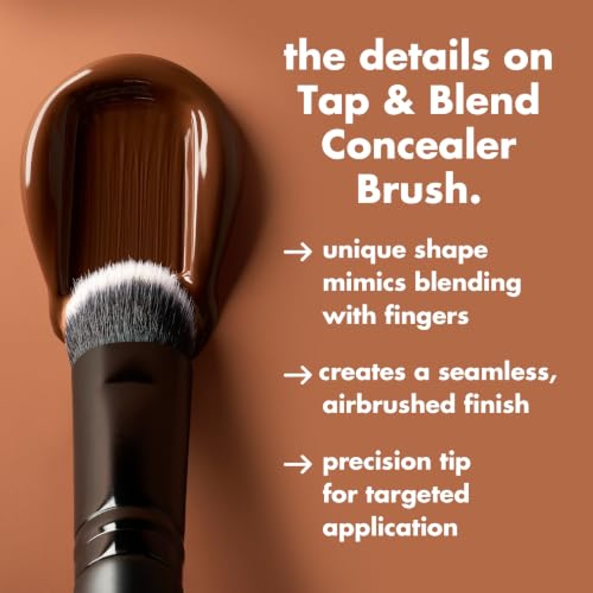 e.l.f. Tap & Blend Concealerkwast, dekt onzuiverheden en pigmentvlekken af en zorgt dankzij de precisiepunt voor een vlekkeloze airbrush-afwerking, synthetisch, veganistisch en dierproefvrij – e.l.f.