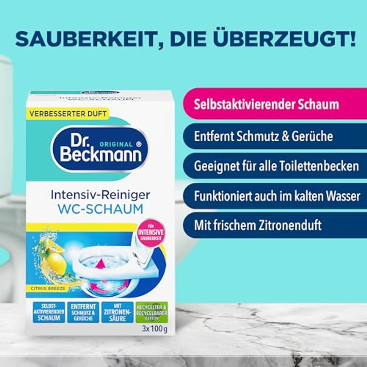 Dr. Beckmann Actieve kool wc-schuim 3 x 100 g – Dr. Beckmann