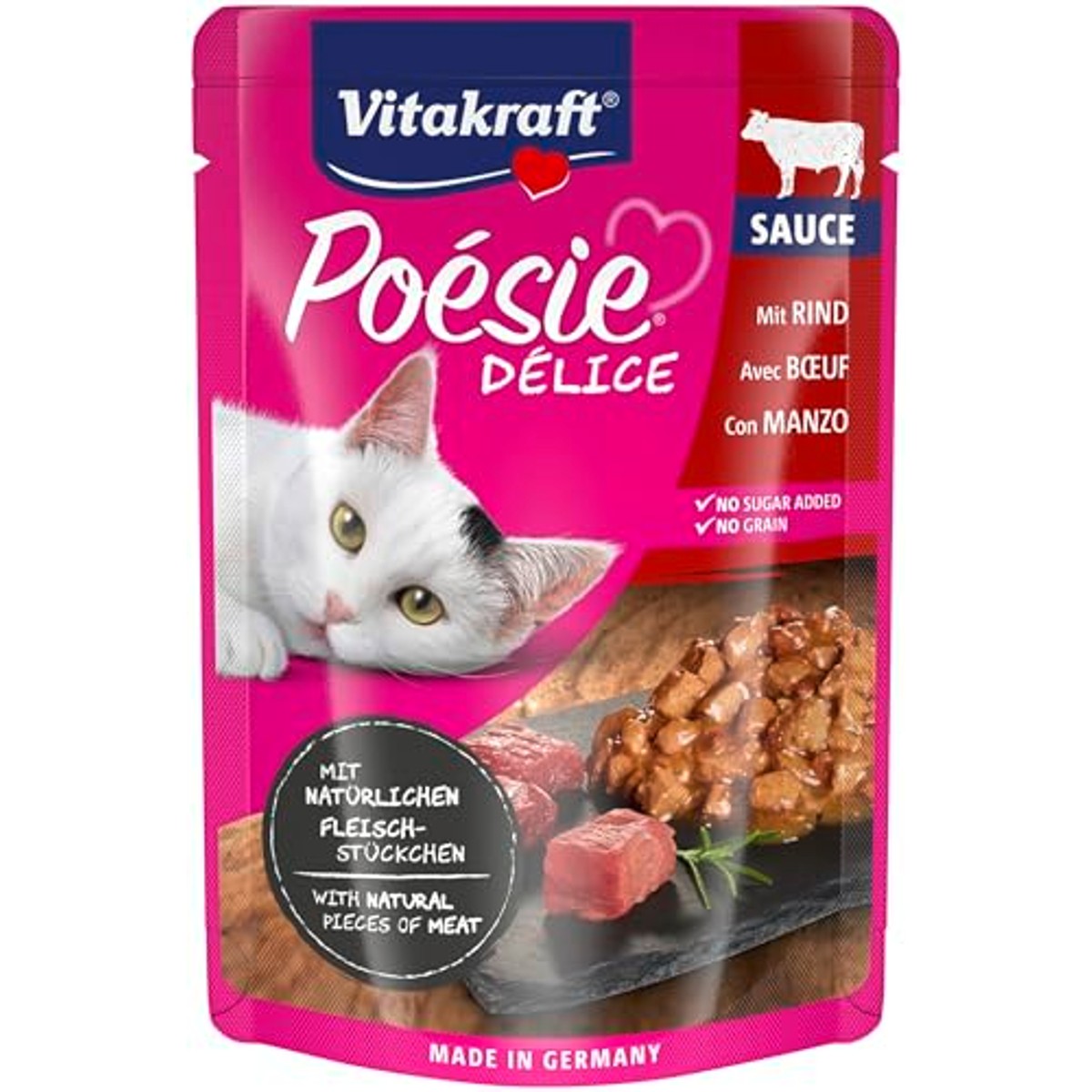 Vitakraft Poésie Deli Sauce natvoer kattenvoer rundvlees 23 x 85 g - 3-pack