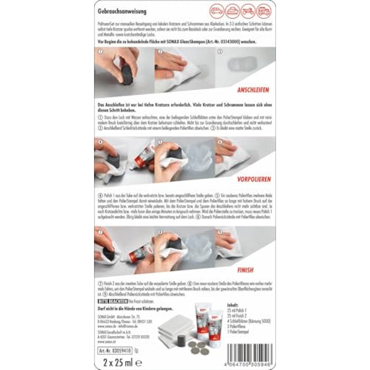 SONAX Krassenverwijderaarset lak 3 x 50 ml - Voordeelverpakking